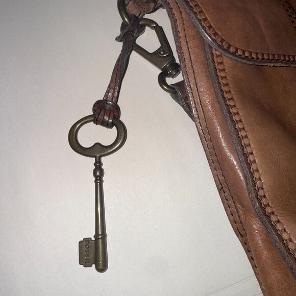 Vintage Fossil Leather Satchel Messenger Bag - Brown - Picture 10 of 14
